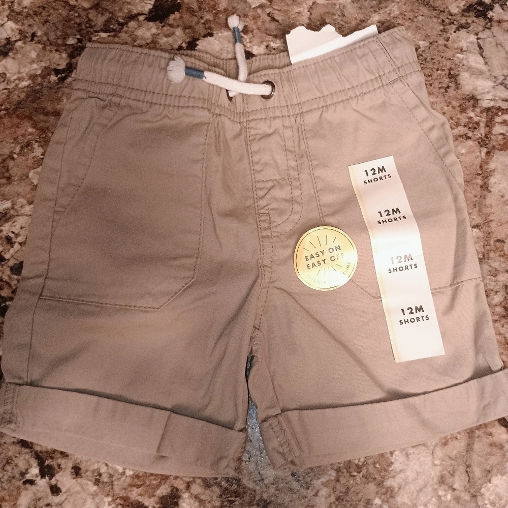 Toddler Tan Shorts Cat and Jack size 12 months elastic waist khaki shorts.New